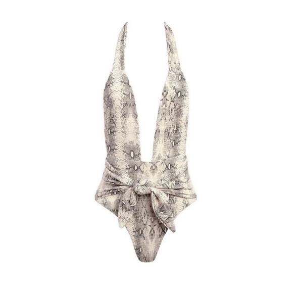 Montce Snake Rib Tropez Tie Up One Piece Size Large - Picture 3 of 7